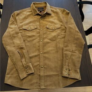 Banana Republic Suede-Look Tan Button-Down Shirt